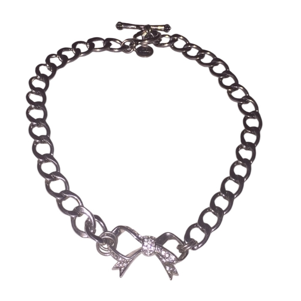 Juicy couture silver bow necklace